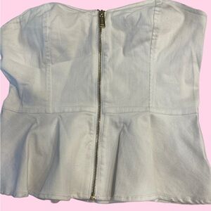 Guess White Peplum Blouse strapless